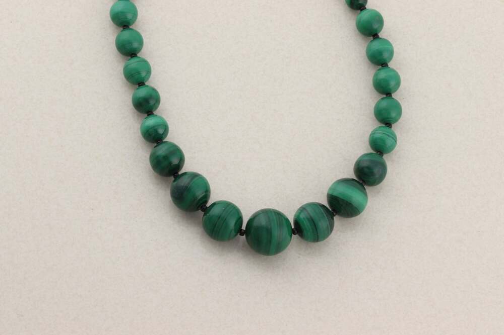 Sterling Silver Malchite & Onyx Bead Necklace 19 inch chain Designer Lee Sands - Picture 6 of 8